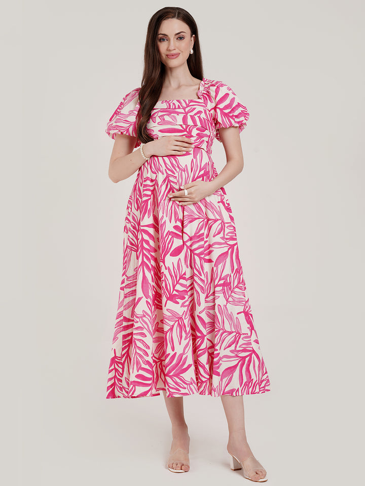 Midi Pink Maternity Dress