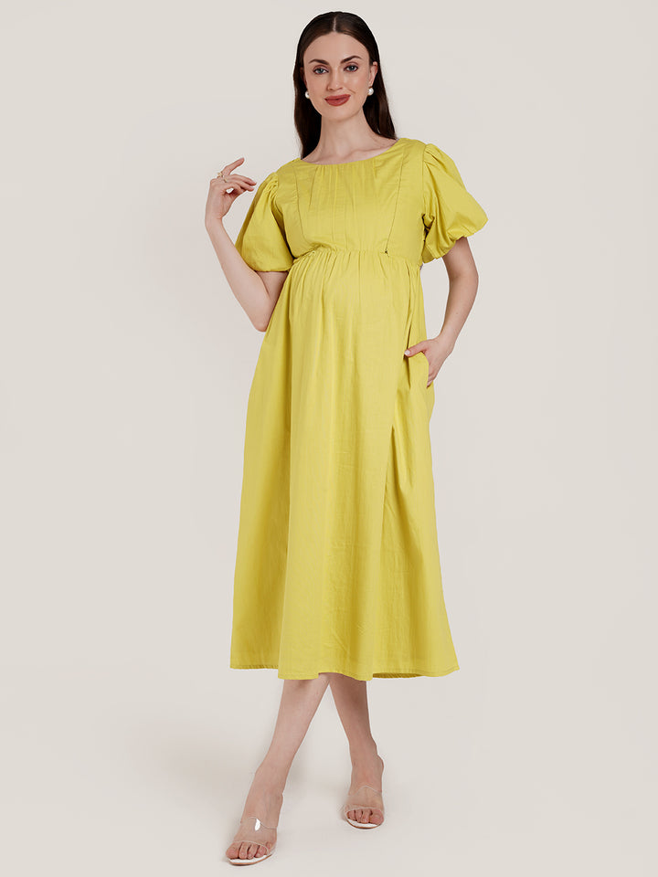Midi Yellow Maternity Dress
