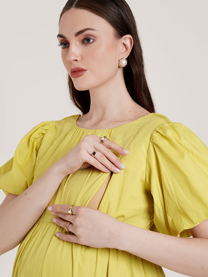 Midi Yellow Maternity Dress