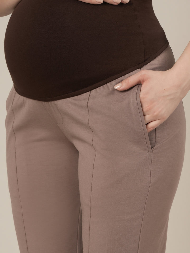 Maternity Pintuck Tapered Fit Pants-Mousse