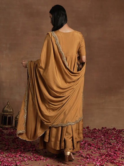 Mustard Maternity Kurta Set with Embellished Dupatta