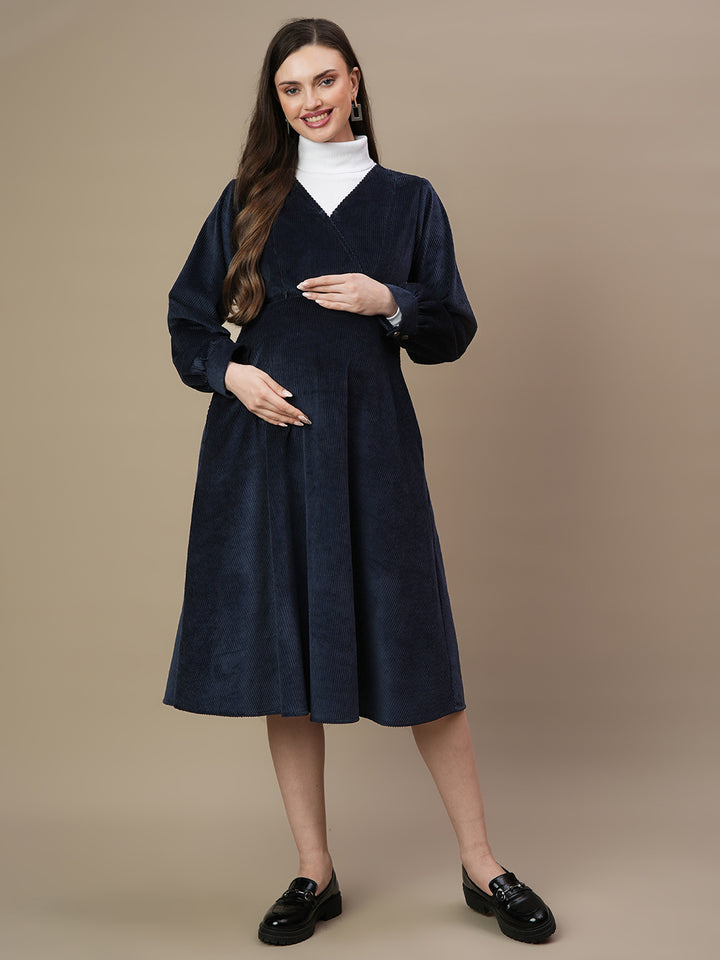 Maternity Corduroy Midi Dress