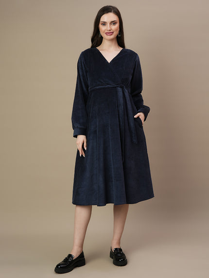 Maternity Corduroy Midi Dress - Navy Blue Maternity Corduroy Midi Dress - Navy Blue