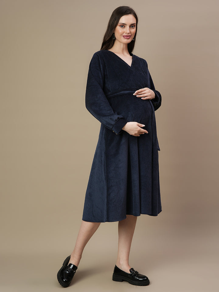 Maternity Corduroy Midi Dress
