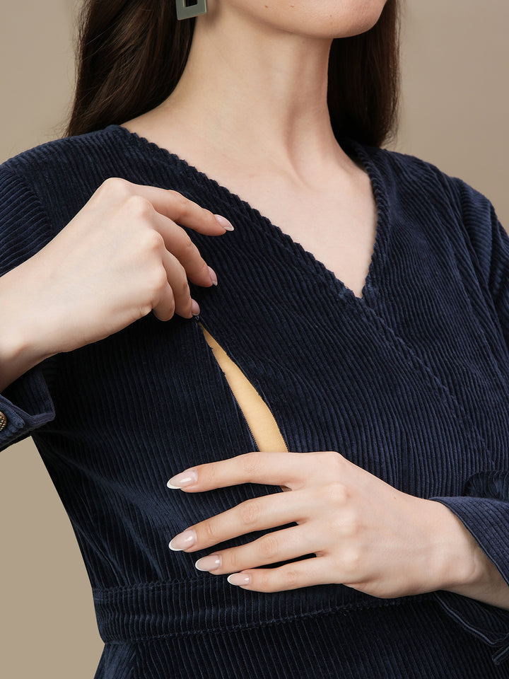 Maternity Corduroy Midi Dress