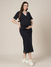 Navy Blue Maternity Midi Bodycon Dress