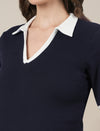 Navy Blue Maternity Midi Bodycon Dress