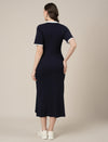 Navy Blue Maternity Midi Bodycon Dress