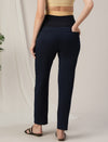 Navy Blue Maternity Denim Pants Tapered Straight Fit