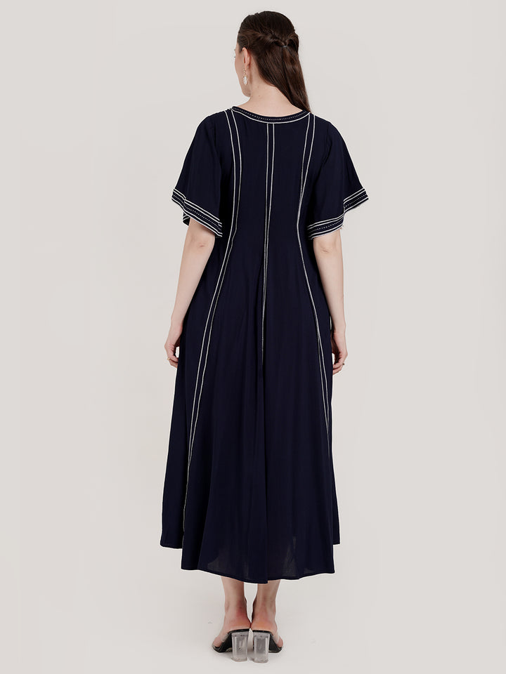 Navy Blue Maternity Maxi Dress