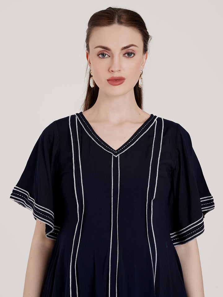 Navy Blue Maternity Maxi Dress