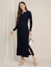 Navy Blue Maternity & Nursing Midi Bodycon T-shirt Dress