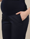 Stretchy Cotton Straight Fit Maternity Trousers-Navy Blue