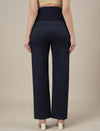 Maternity Stretchy Cotton Wide Leg Trousers-Navy Blue