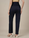 Stretchy Cotton Tapered Fit Maternity Trousers-Navy Blue