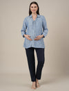 Stretchy Cotton Tapered Fit Maternity Trousers-Navy Blue