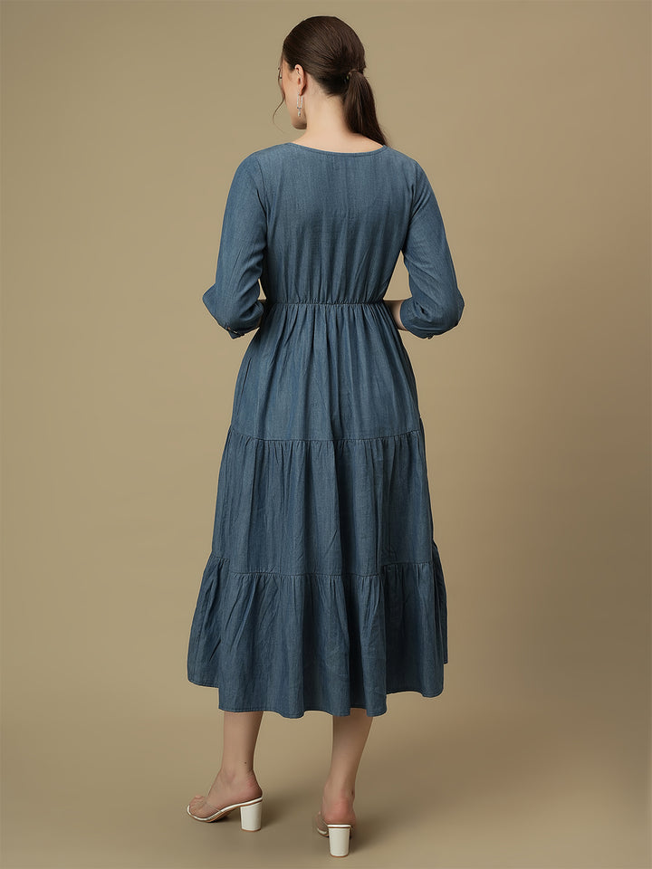 Nursing & Feeding Denim Midi Dress