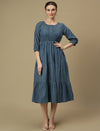 Nursing & Feeding Denim Midi Dress