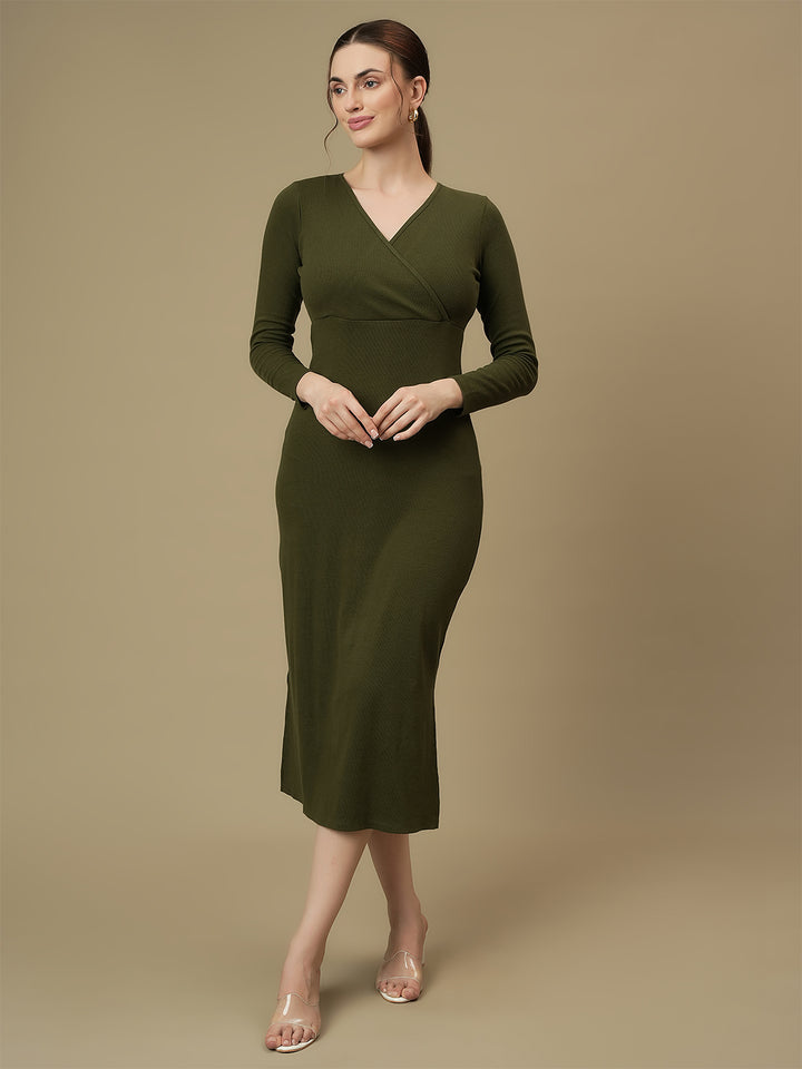 Nursing & Feeding Green Bodycon Dress
