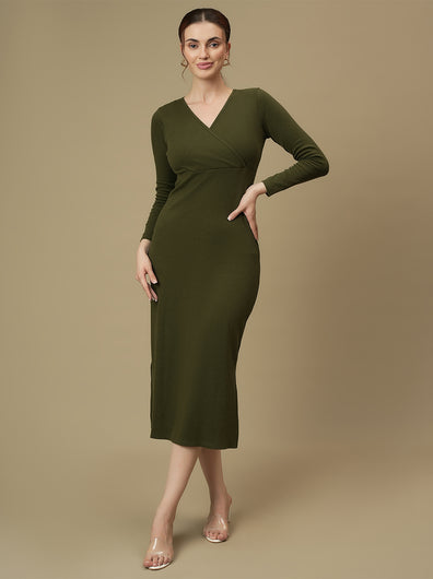 Nursing & Feeding Green Bodycon Dress