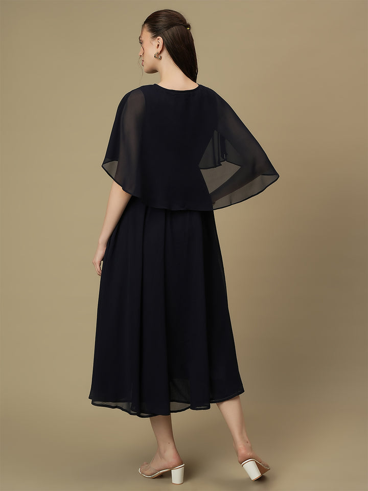 Nursing & Feeding Navy Blue Flare Midi Dress