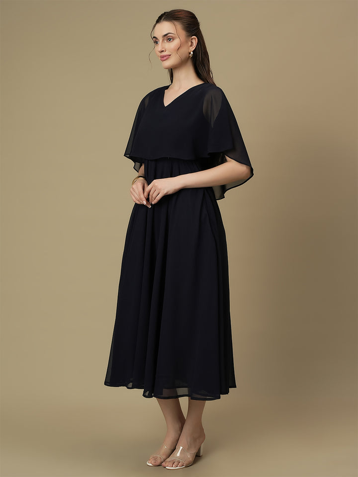 Nursing & Feeding Navy Blue Flare Midi Dress