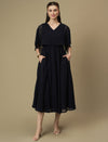 Nursing & Feeding Navy Blue Flare Midi Dress