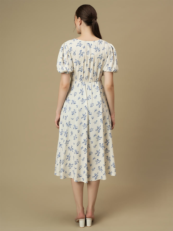Nursing & Feeding White Floral Midi Dress