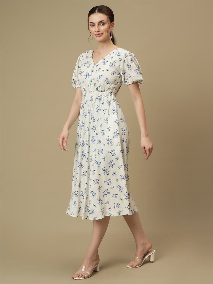 Nursing & Feeding White Floral Midi Dress