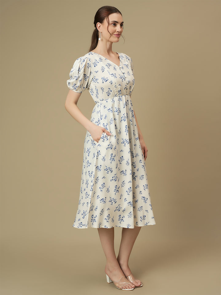 Nursing & Feeding White Floral Midi Dress