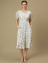 Nursing & Feeding White Floral Midi Dress