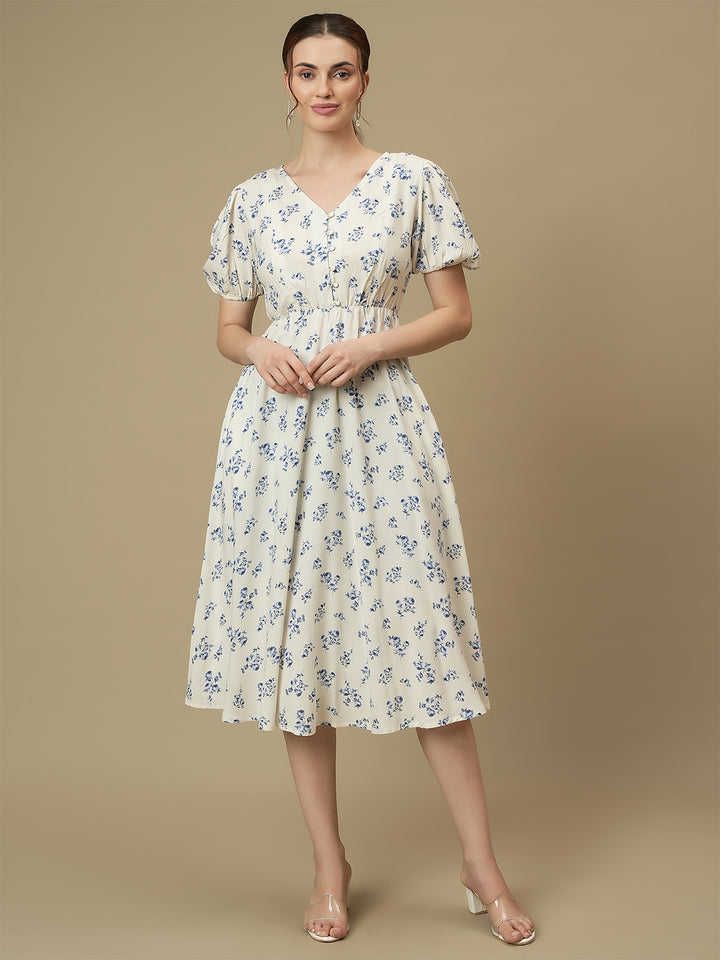 Nursing & Feeding White Floral Midi Dress