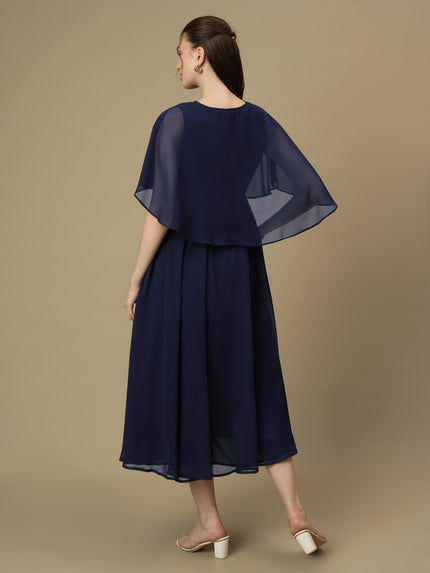 Nursing & Feeding Navy Blue Flare Midi Dress