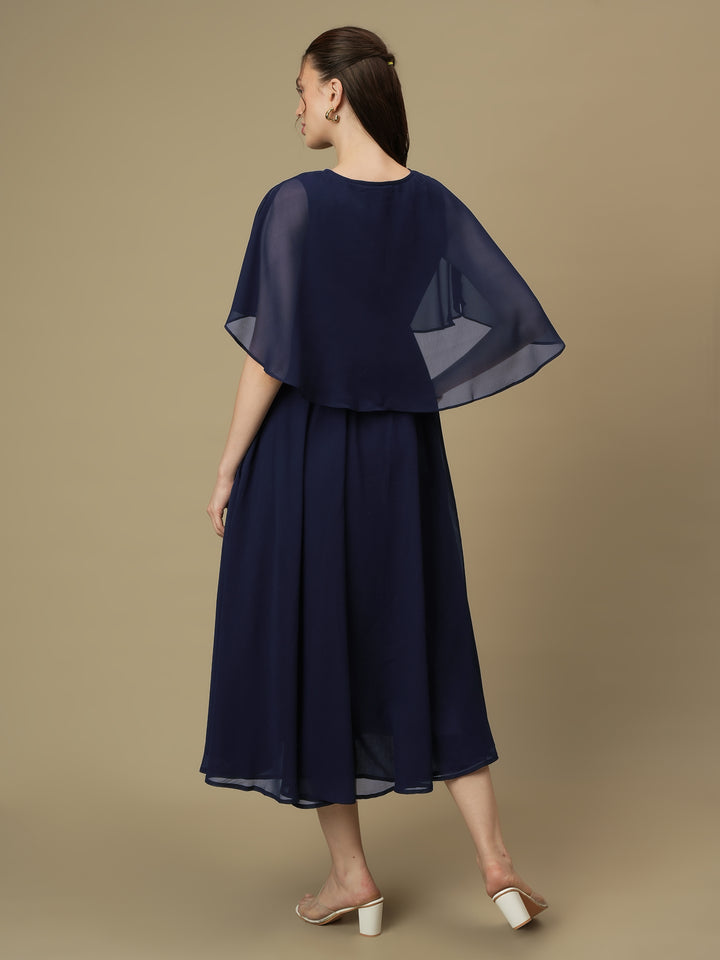 Nursing & Feeding Navy Blue Flare Midi Dress
