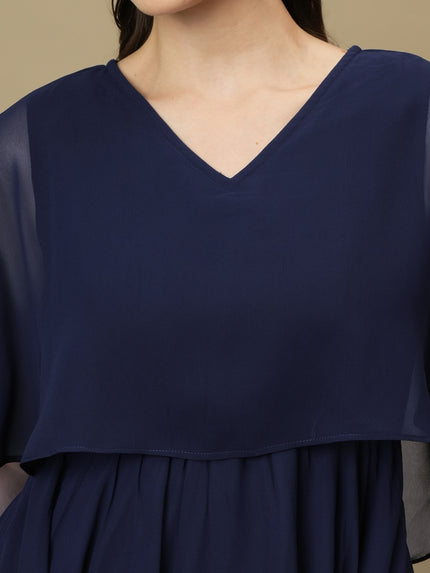 Nursing & Feeding Navy Blue Flare Midi Dress
