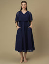 Nursing & Feeding Navy Blue Flare Midi Dress
