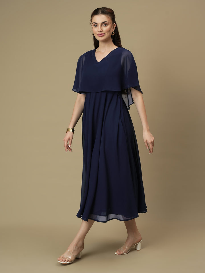 Nursing & Feeding Navy Blue Flare Midi Dress