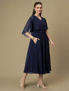 Nursing & Feeding Navy Blue Flare Midi Dress
