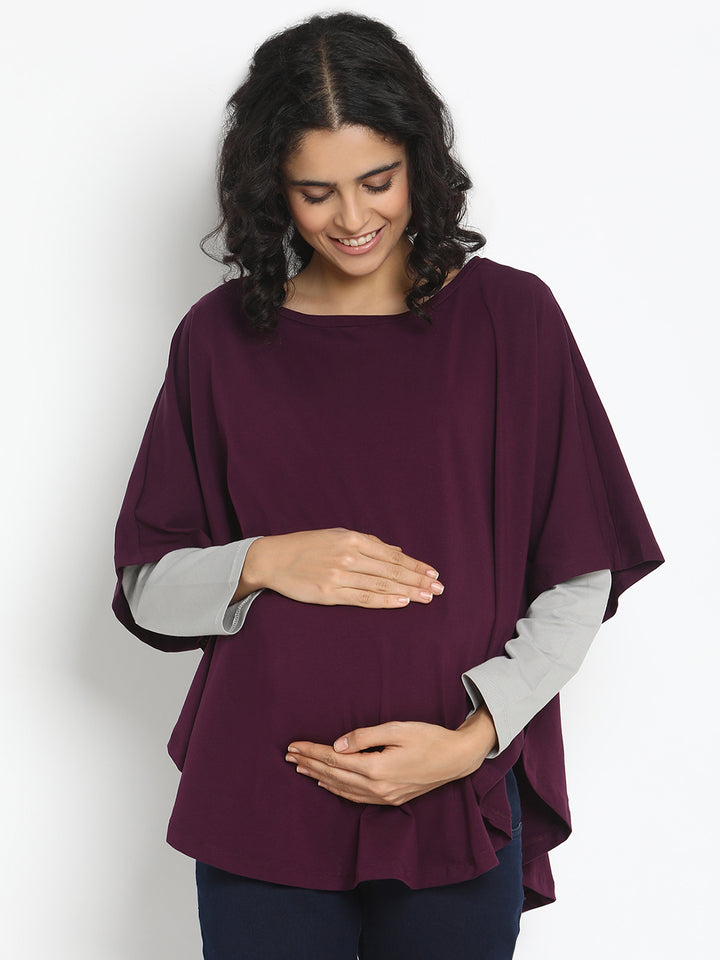 Maternity/Feeding Cover Poncho- Purple