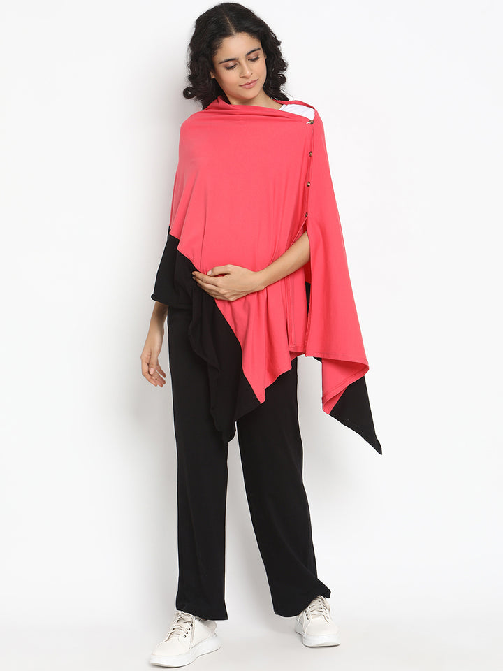 6-in-1 Nursing Cover- Peach/Black