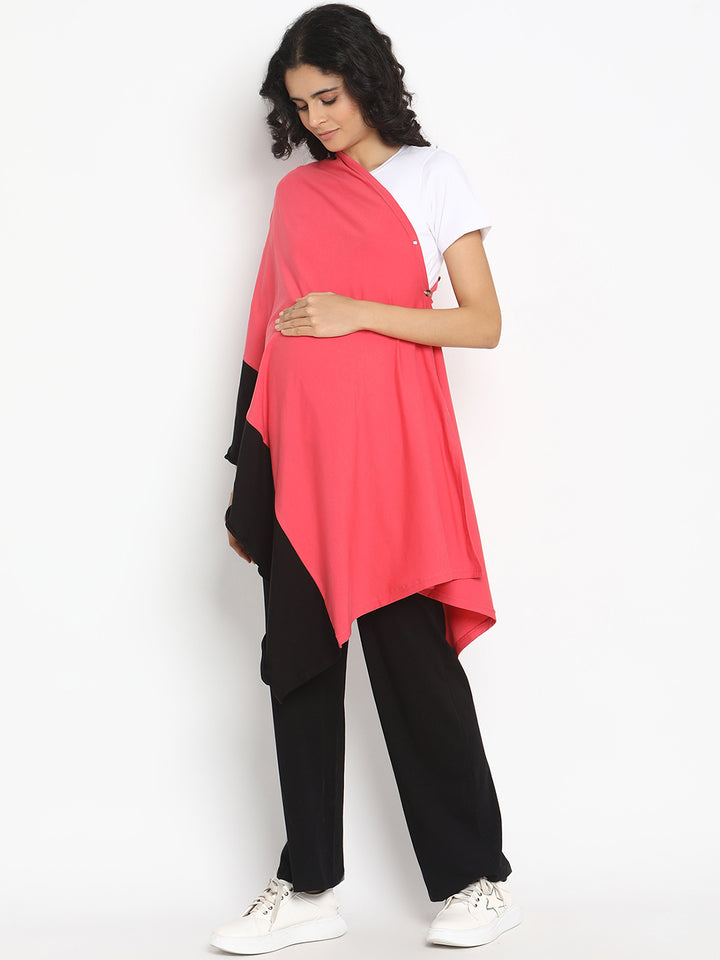 6-in-1 Nursing Cover- Peach/Black