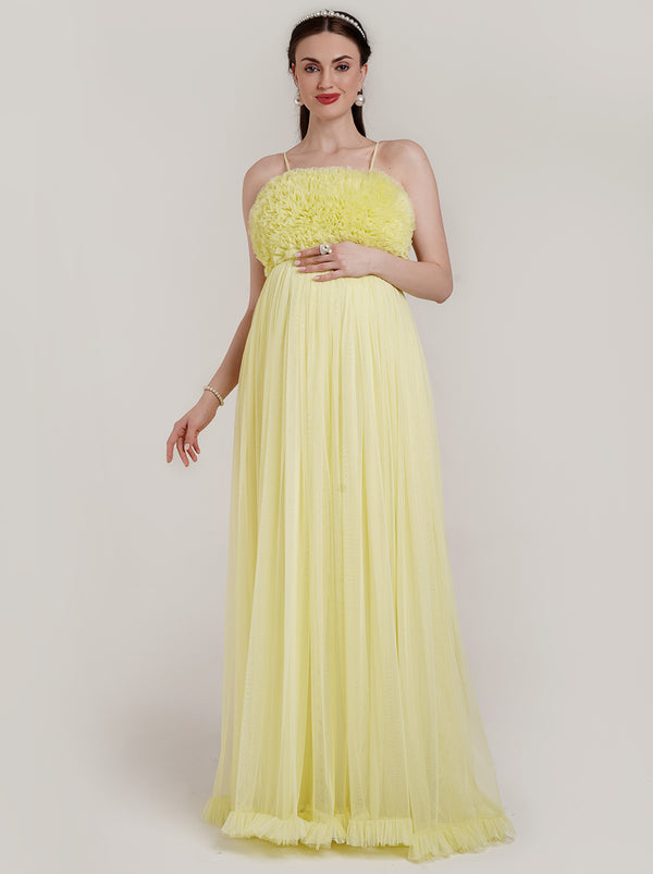 Off Shoulder Maternity Tulle Gown
