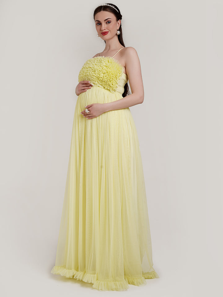 Off Shoulder Maternity Tulle Gown