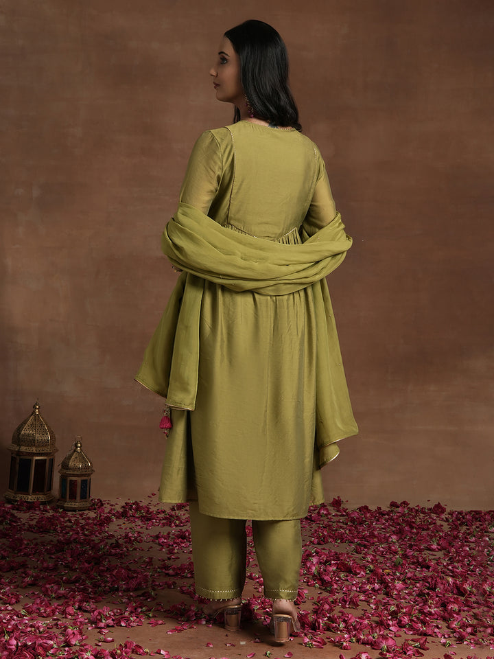 Olive Green Embroidered Maternity Kurta Set