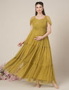 Olive Green Maternity Tiered Tulle Evening Dress