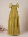 Olive Green Maternity Tiered Tulle Evening Dress
