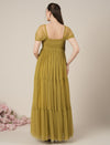 Olive Green Maternity Tiered Tulle Evening Dress