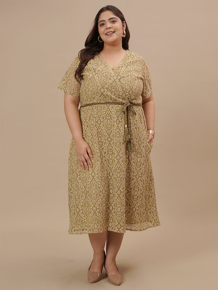 Olive Green Plus Size Lace Dress