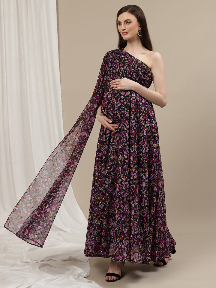 One-Shoulder Maternity Gown