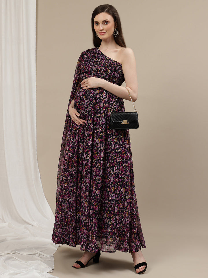 One-Shoulder Maternity Gown